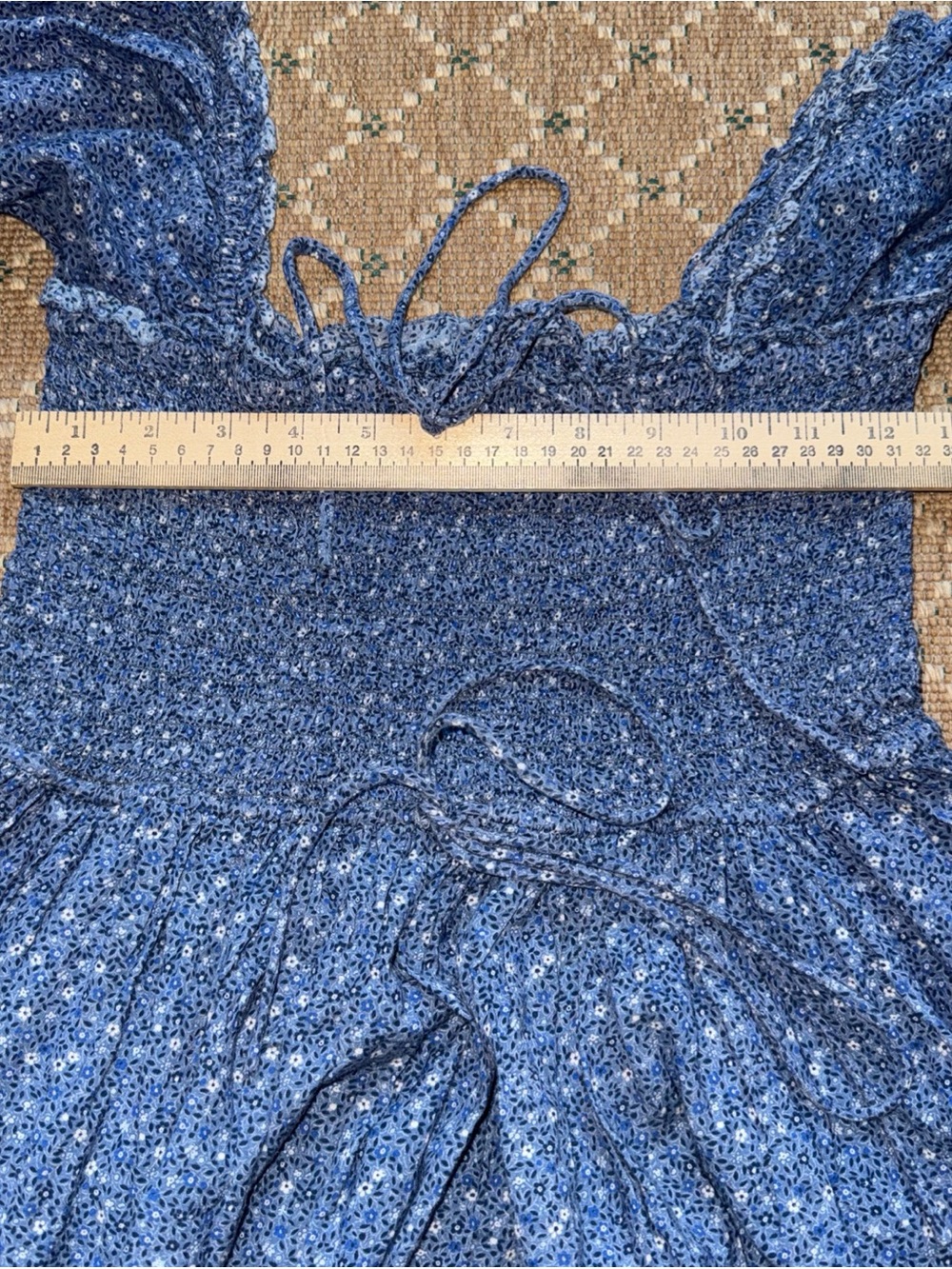 Doen Bijou Midblue California Wildflower Midi Dress with Puff Sleeves - Picture 5 of 9